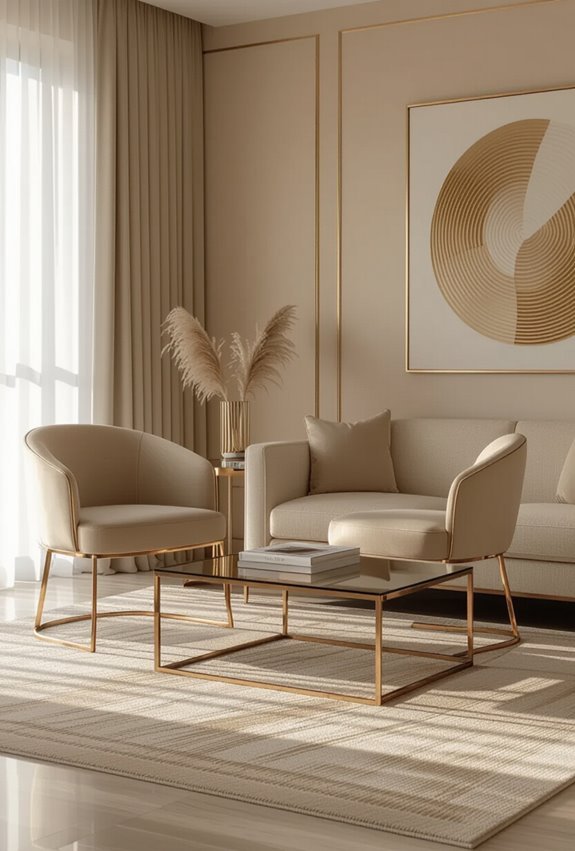 gold accented elegant beige seating