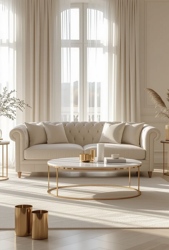 gold accents elevate ivory