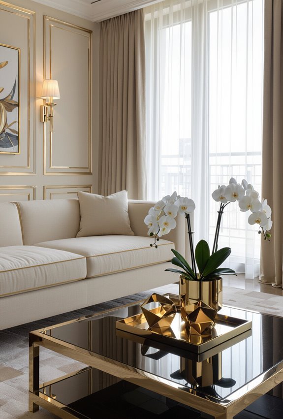 gold and chrome metallic accents
