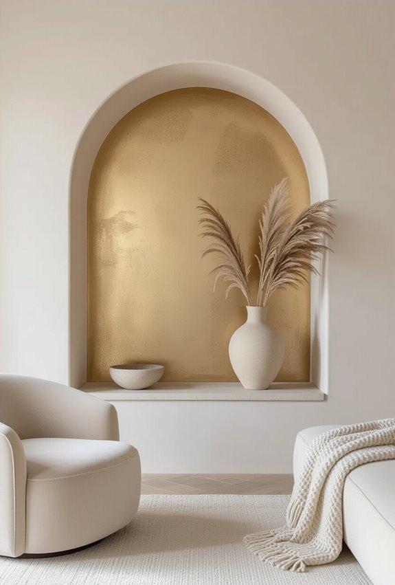 gold backed niches enhance textures