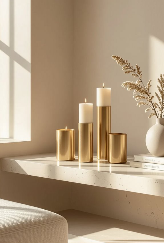 gold candlelight on beige
