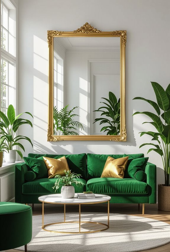 gold framed mirrors enhance warmth