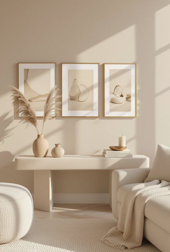 gold frames warm beige interiors