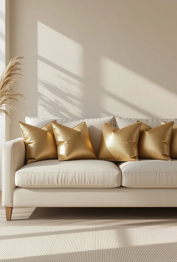 gold pillows elevate beige serenity