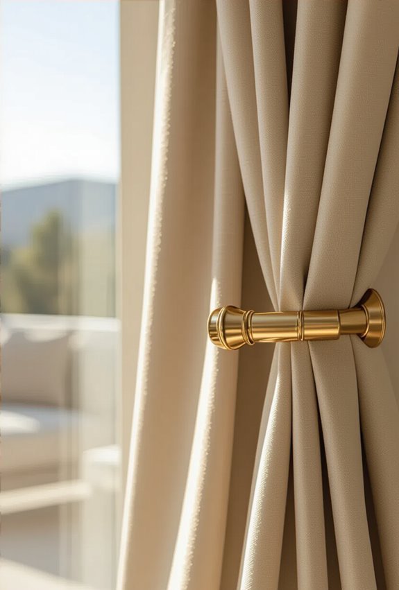 gold rods beige layered drapes