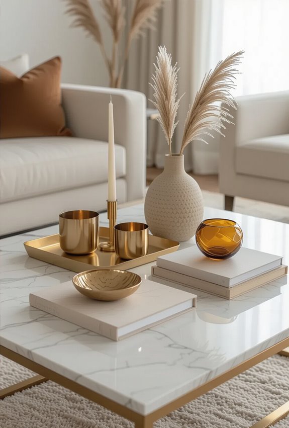 gold tray curated textured vignette