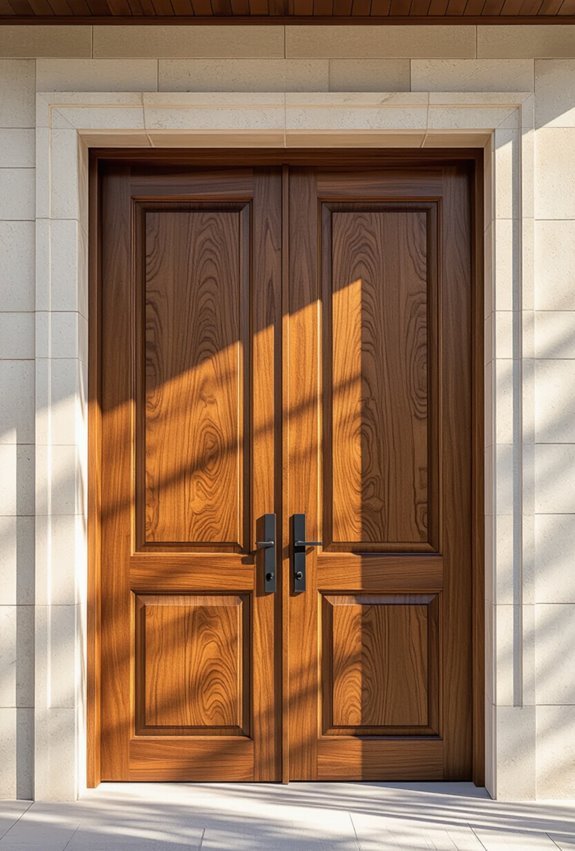 grand symmetrical wooden entryways