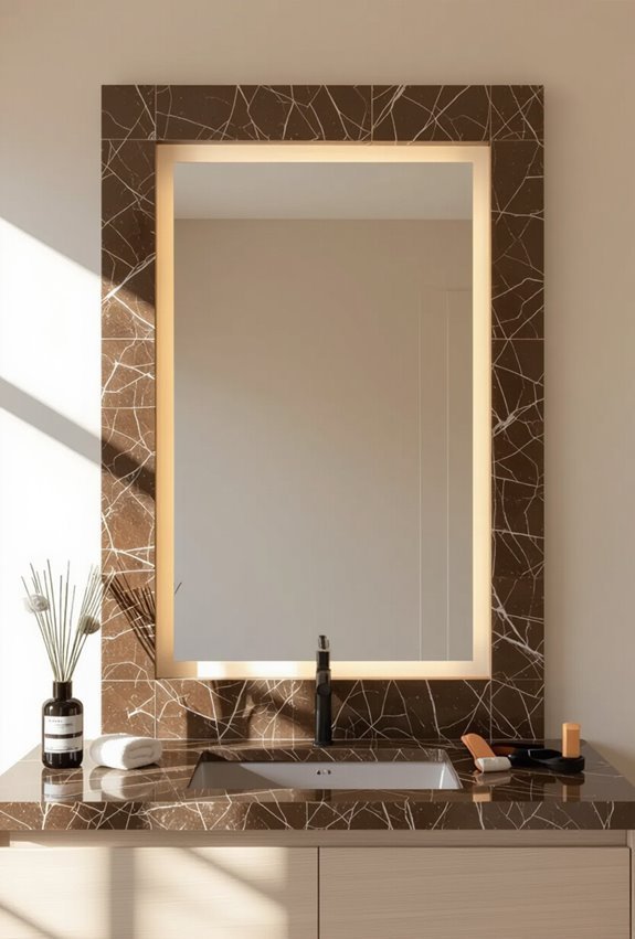 granite framed mirror with ledge