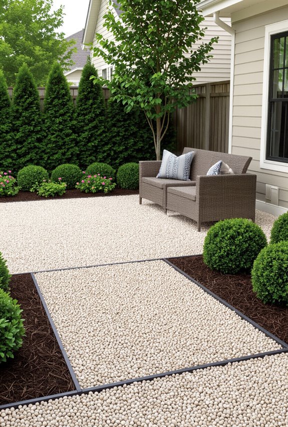 gravel and mulch defined borders