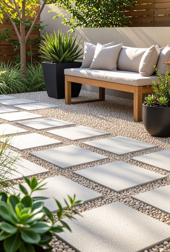 gravel and paver structured patio
