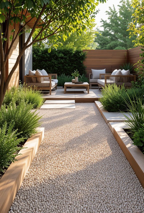 gravel pathways with edged stepping stones
