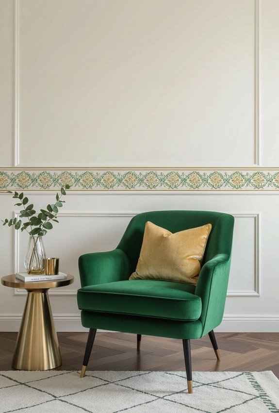 green and gold botanical borders