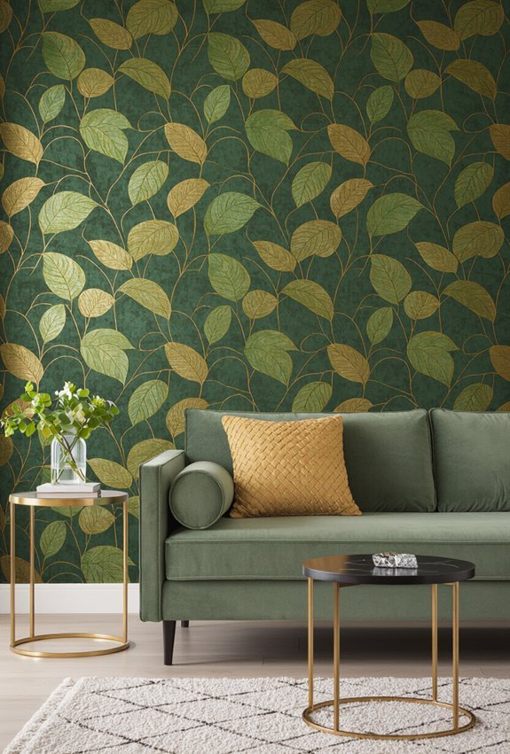 green and gold statement wall