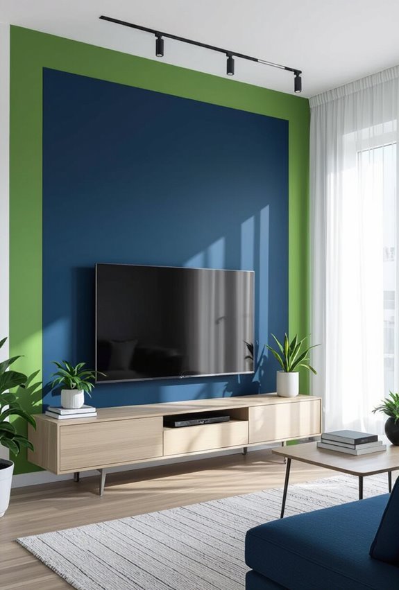 green and navy focality