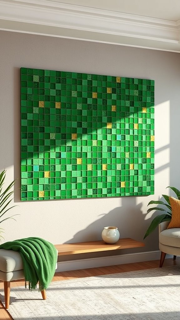 green mosaic art decor