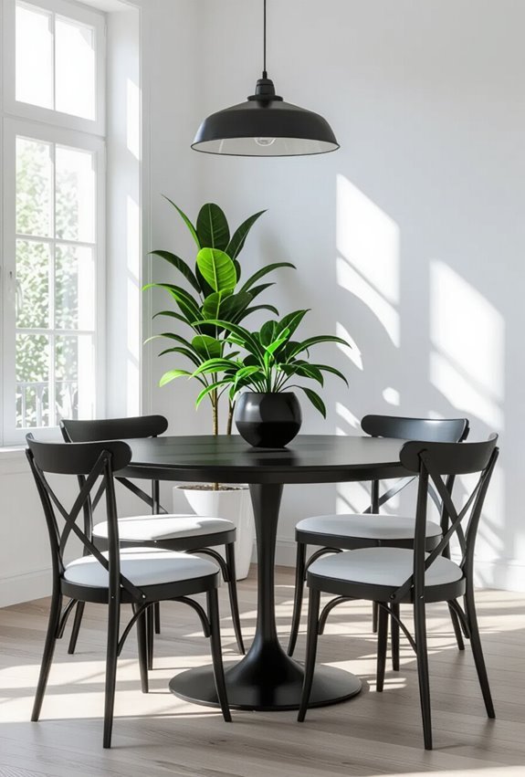 greenery elevates monochrome dining