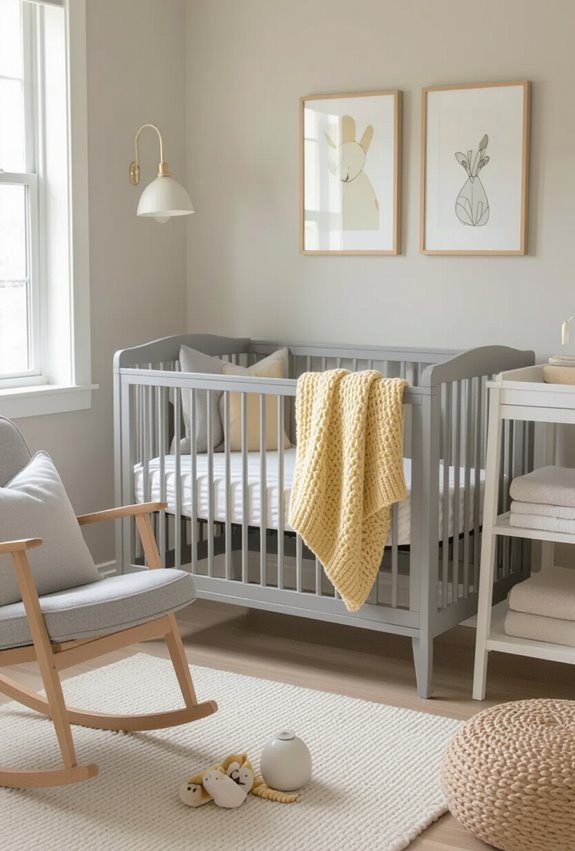 grey and yellow modern nursery