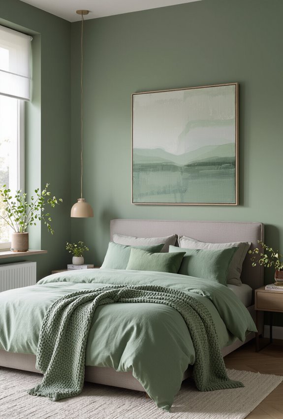 grey artwork complements sagegreen