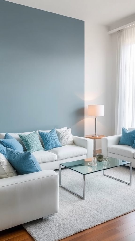grey blue accent wall