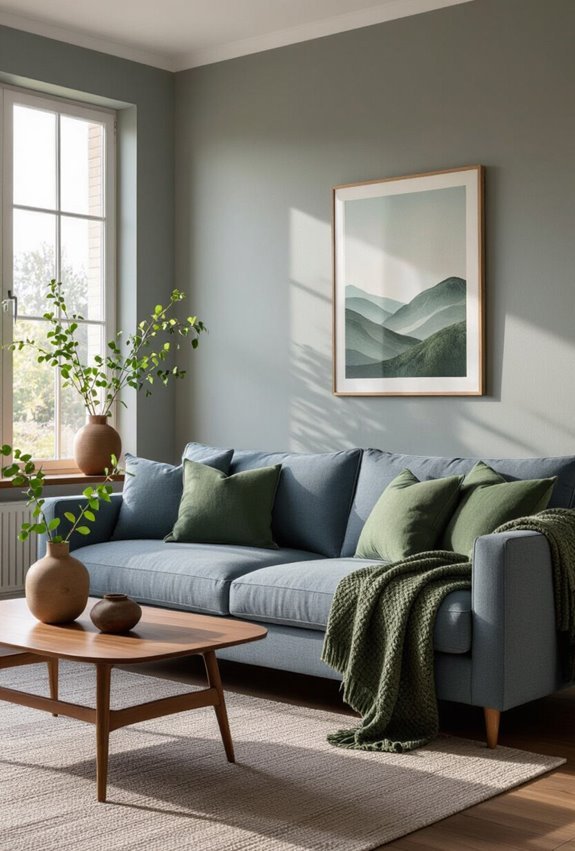 grey blue with earthy greens