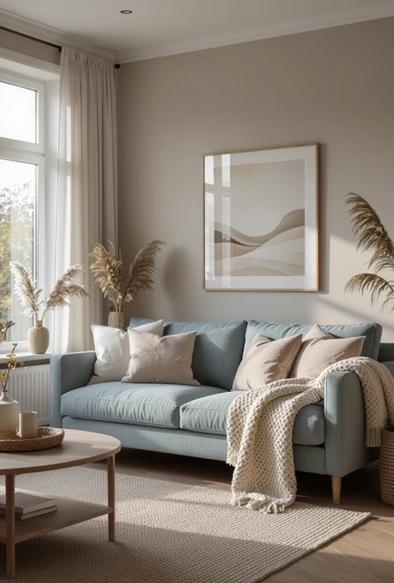 grey blue with soft neutrals