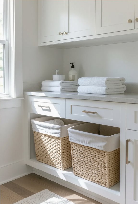 hampers tucked under counters