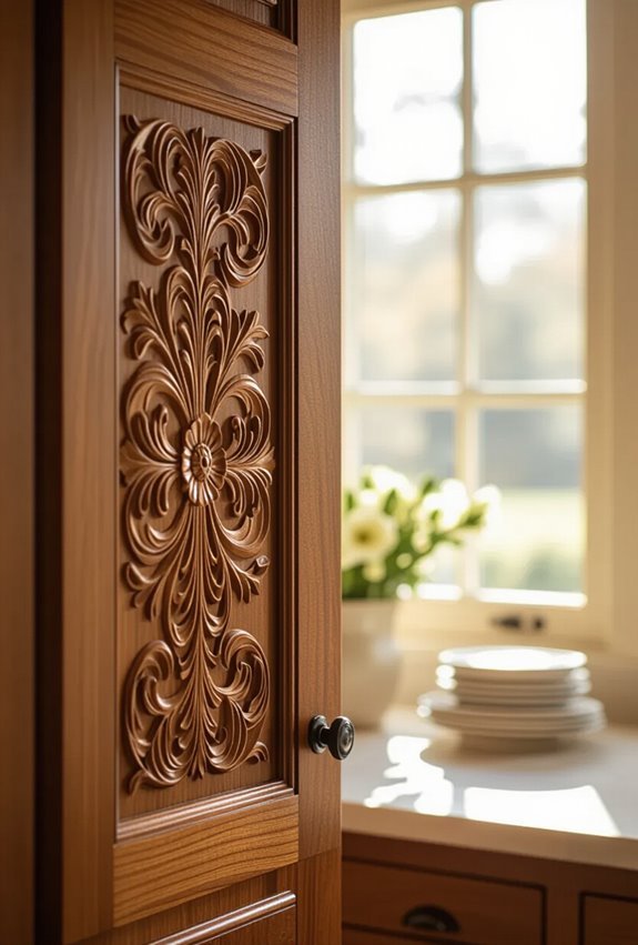 hand carved solid wood cabinetry