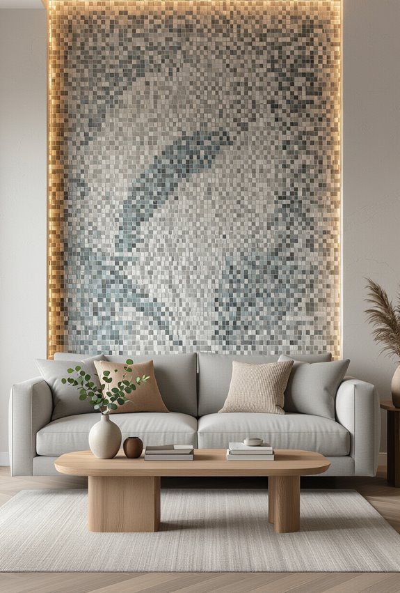 hand cut mosaic accent areas
