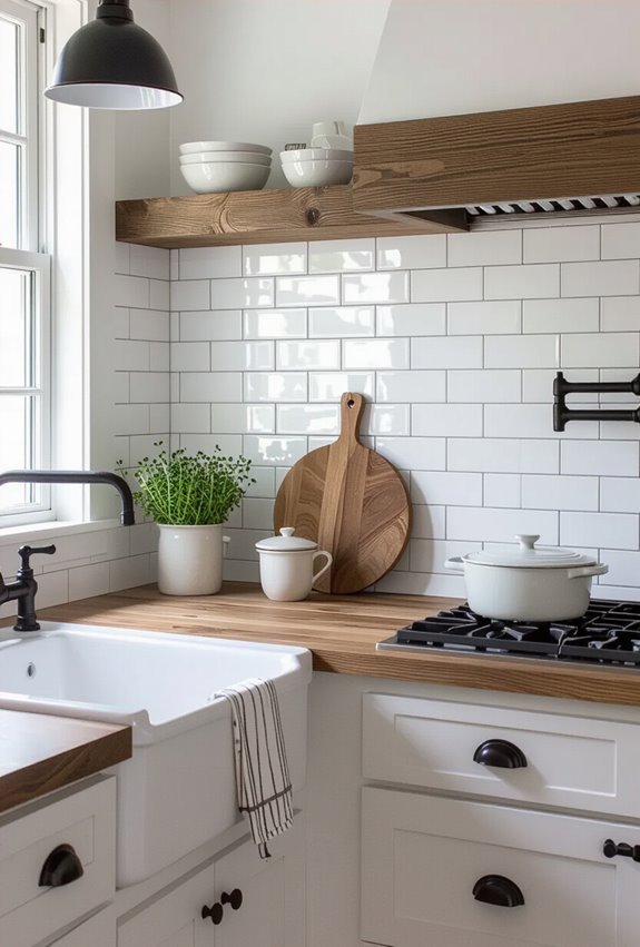 hand laid beveled herringbone tiles