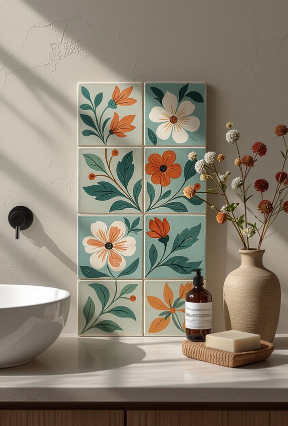hand painted artisan ceramic tile