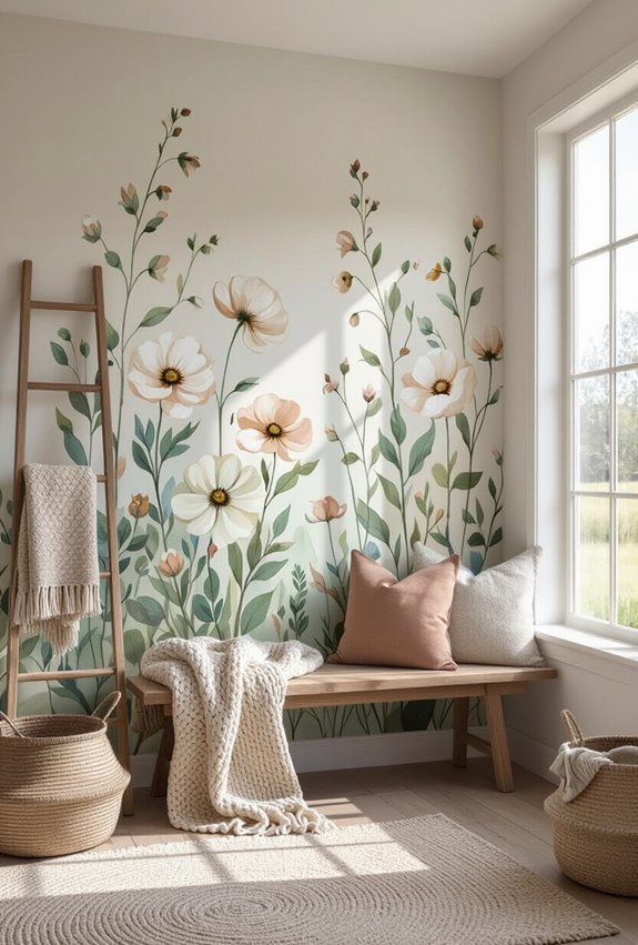 hand painted farmhouse floral murals