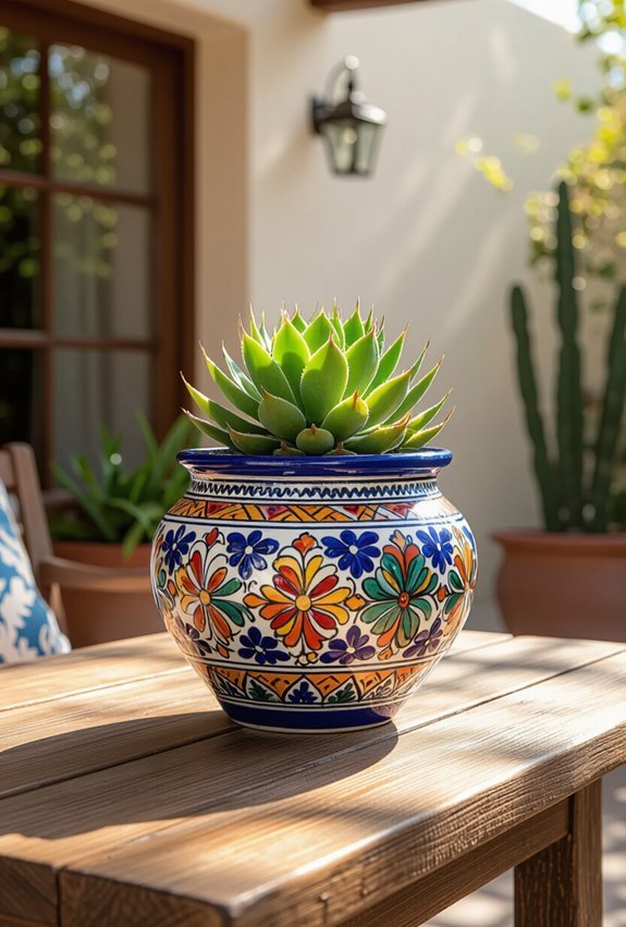 hand painted mexican pottery accents