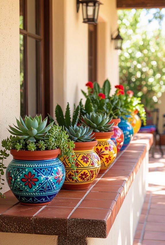 hand painted terracotta pots sparkle