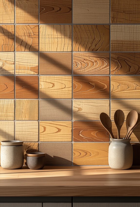 hand scraped knotty wood tiles