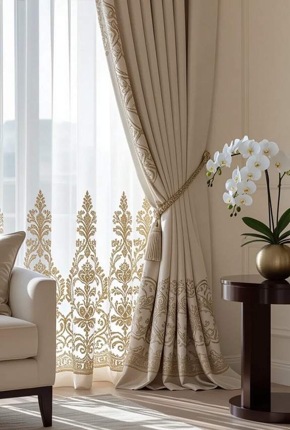 hand stitched luxury embroidered drapes