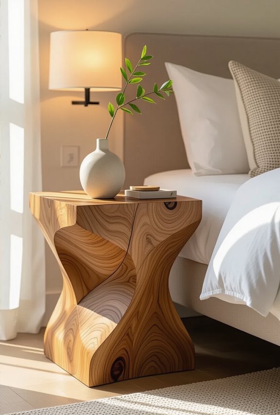 handcrafted sculptural bedside tables