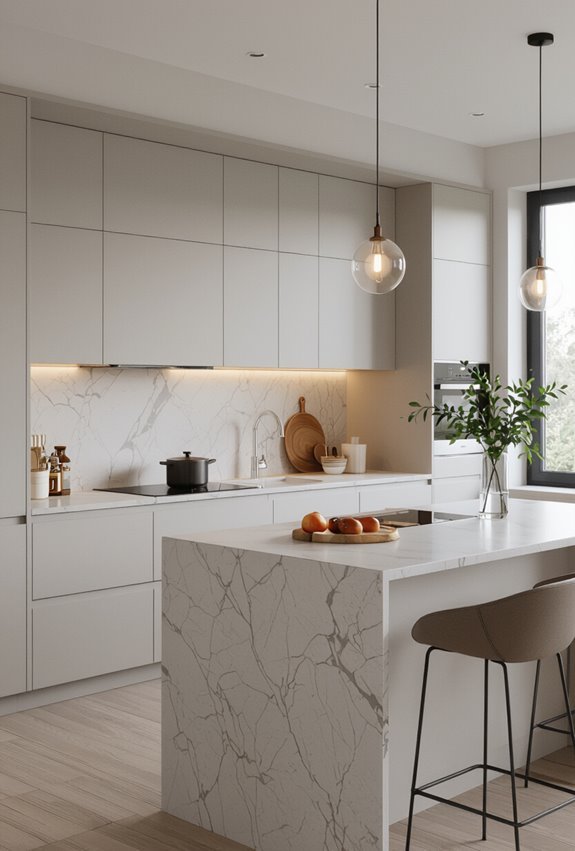 handle free sleek flat panel cabinetry