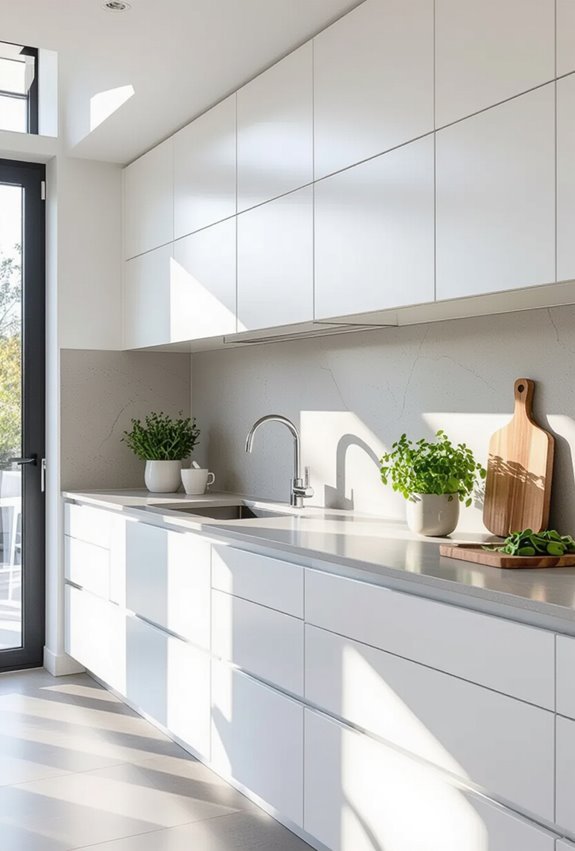 handleless flat panel kitchen cabinets