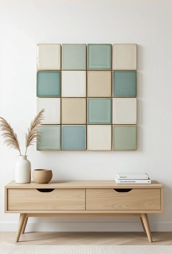 handmade ceramic tile display