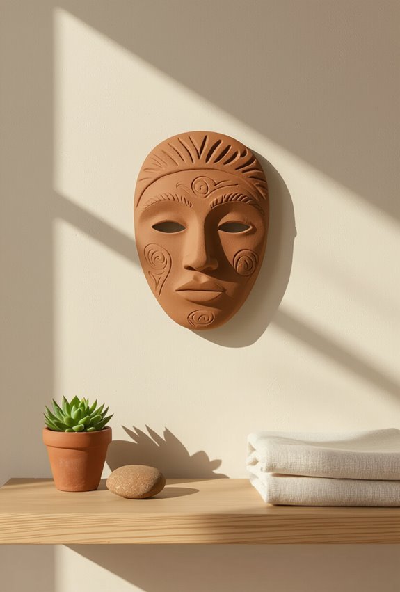 handmade earthy brown portrait masks
