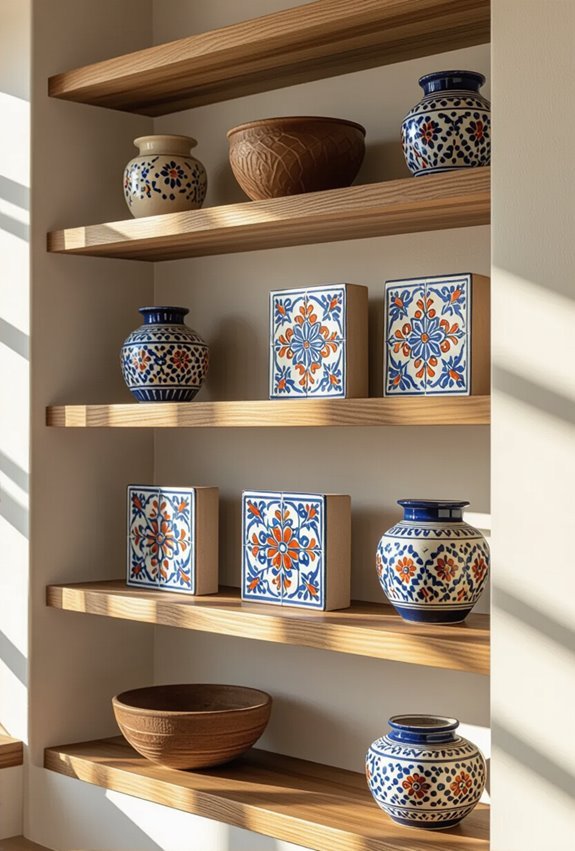 handpainted ceramic tile display