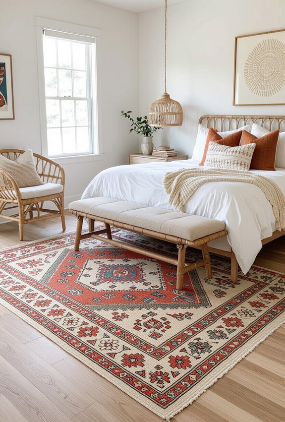 handwoven kilim with botanicals