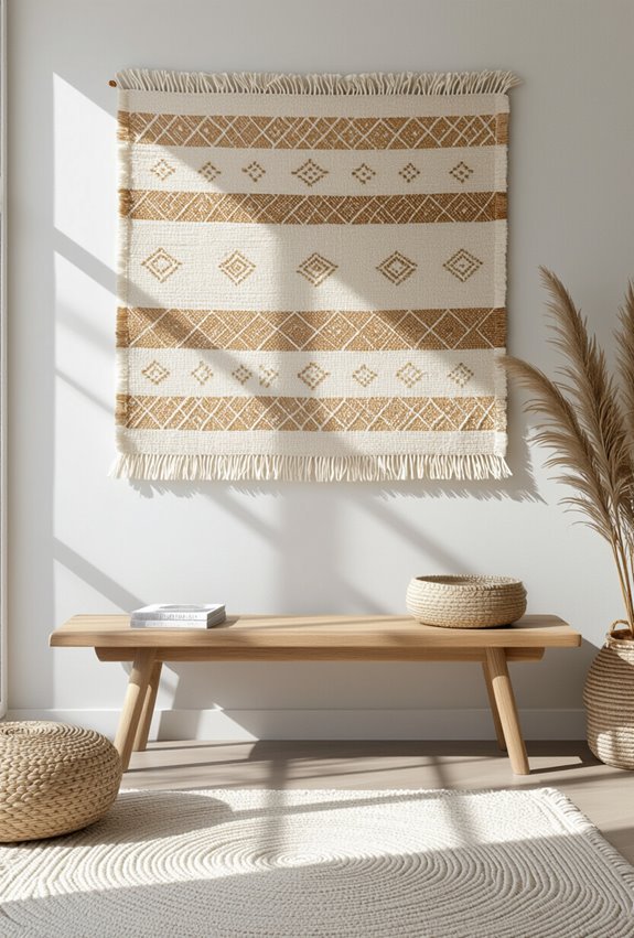 handwoven wool square tapestries