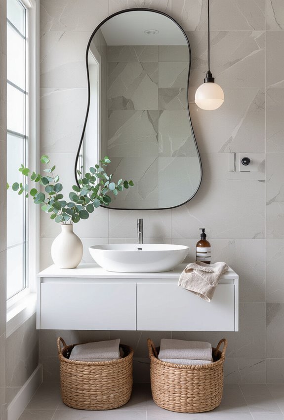hang decorative mirrors to expand