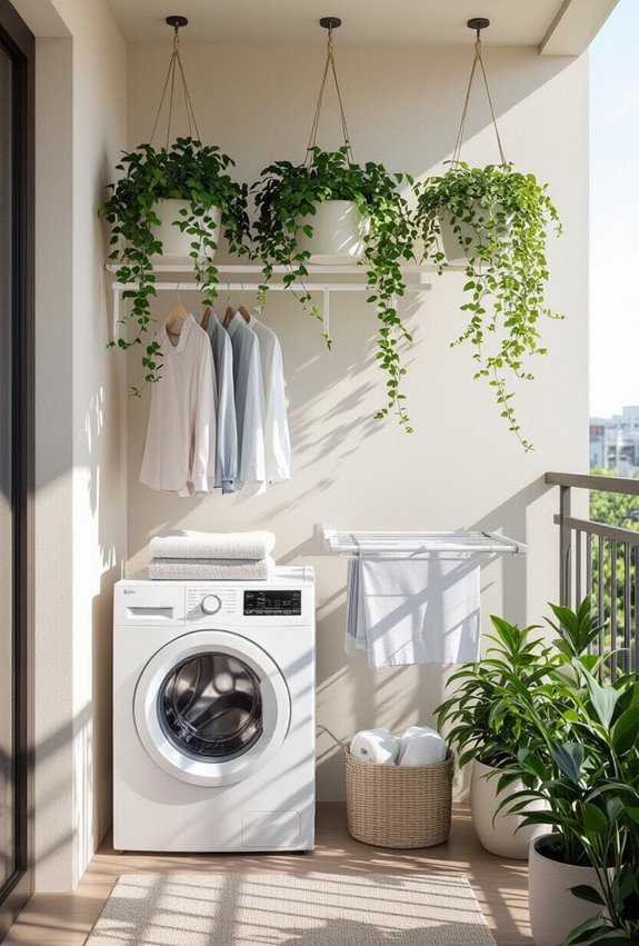 hang plants above washer
