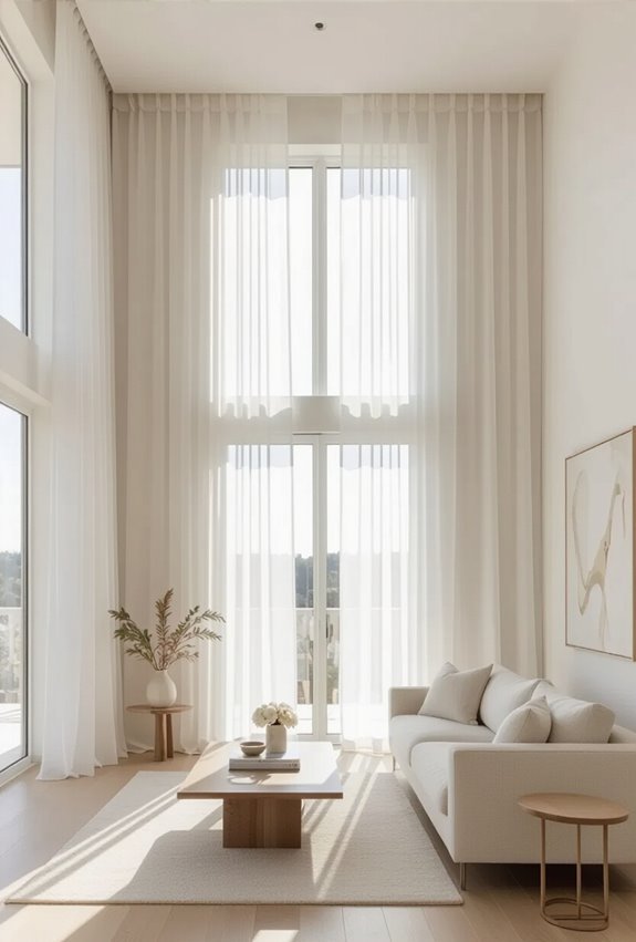 hang sheer curtains high