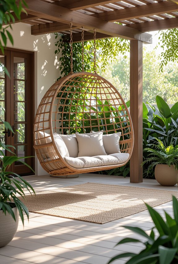 hanging chair or hammock lounging