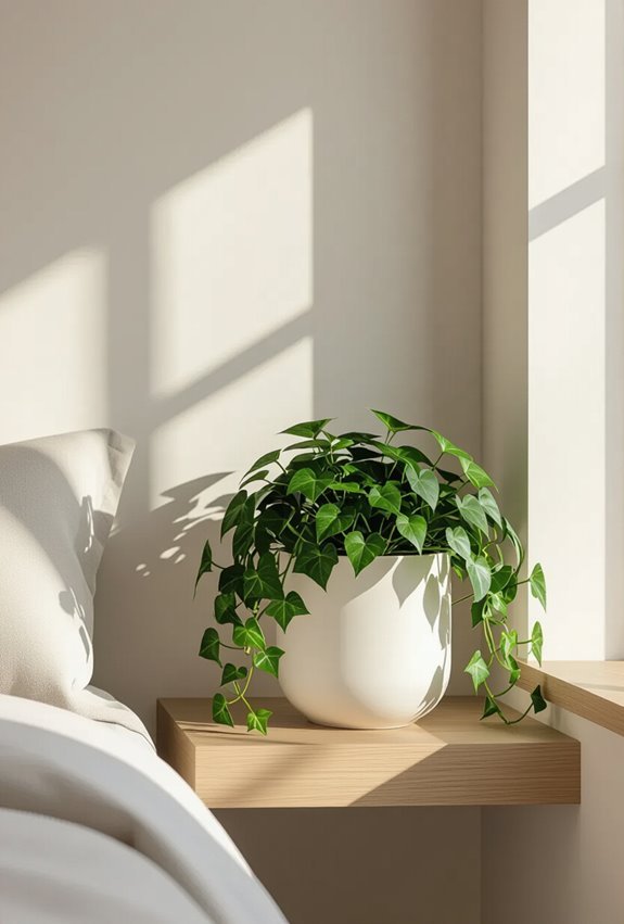 hanging english ivy thrives indoors