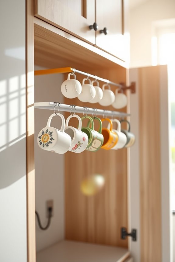 hanging mugs enhance kitchen style