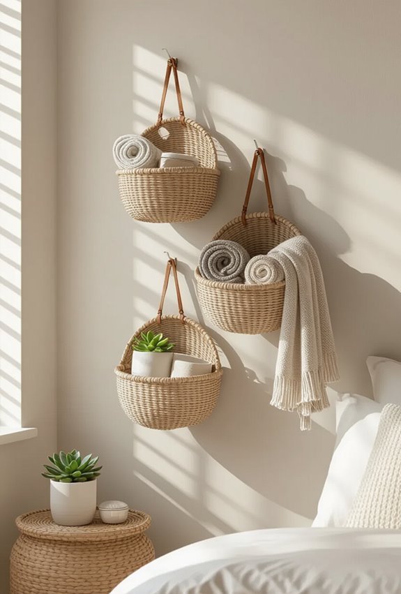 hanging woven baskets for storage